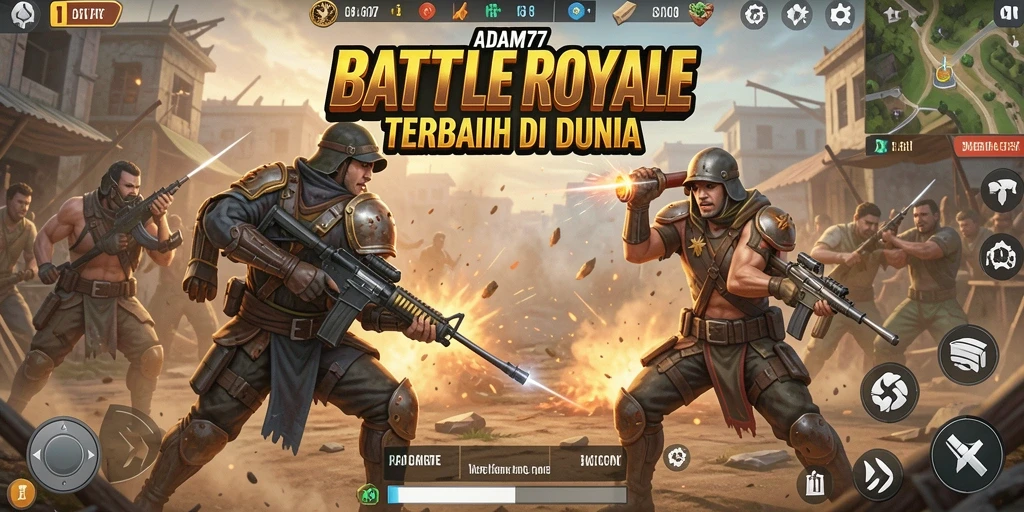 Gameplay ADAM77 yang mendebarkan dalam pertarungan Battle Royale.