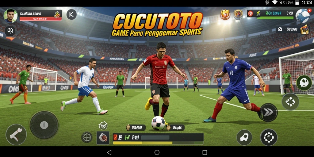 Tampilan gameplay CUCUTOTO yang menarik di lapangan olahraga.