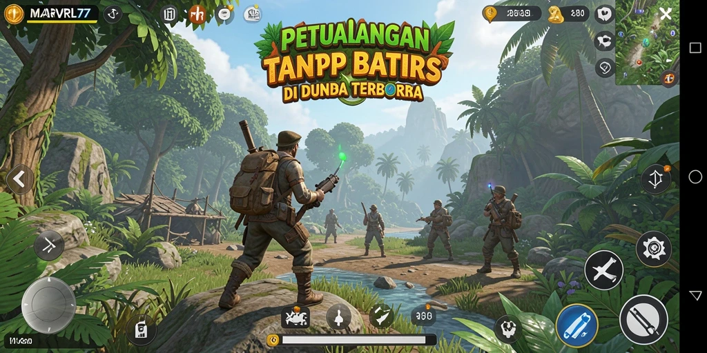 Tangkapan layar gameplay Open World di MARVRL77 yang menampilkan petualangan epik.