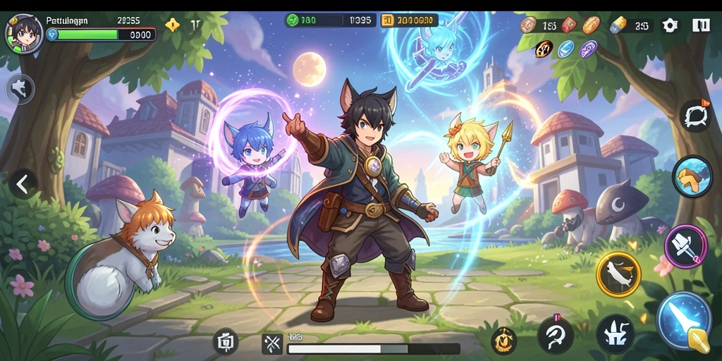 Tampilan gameplay ME355 yang penuh aksi dan karakter anime yang menarik.