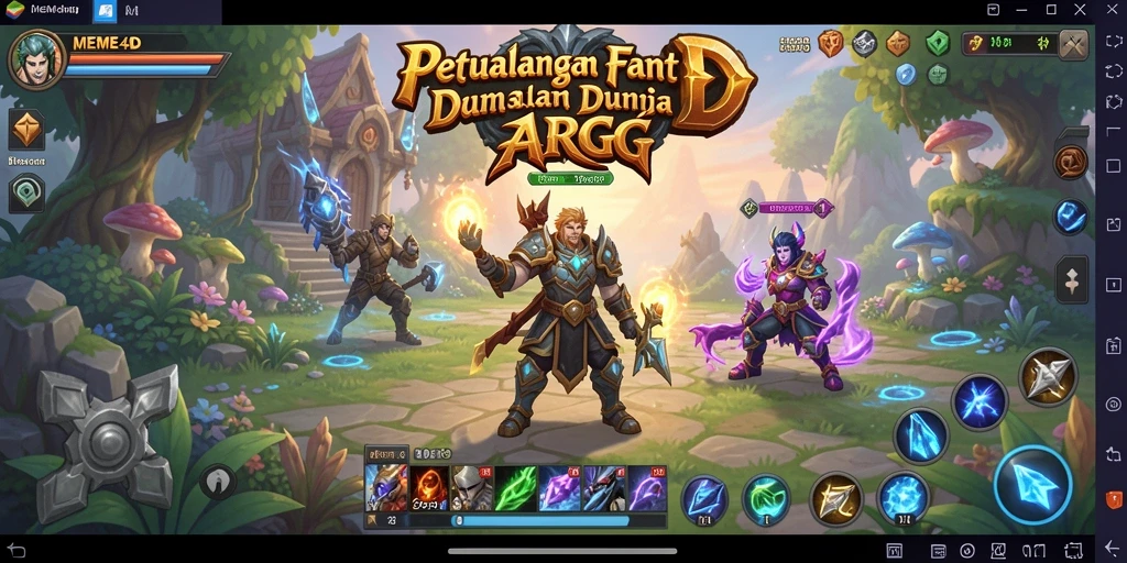 Tangkapan layar gameplay ARPG dari MEME4D menampilkan aksi seru dan pertarungan yang intens.